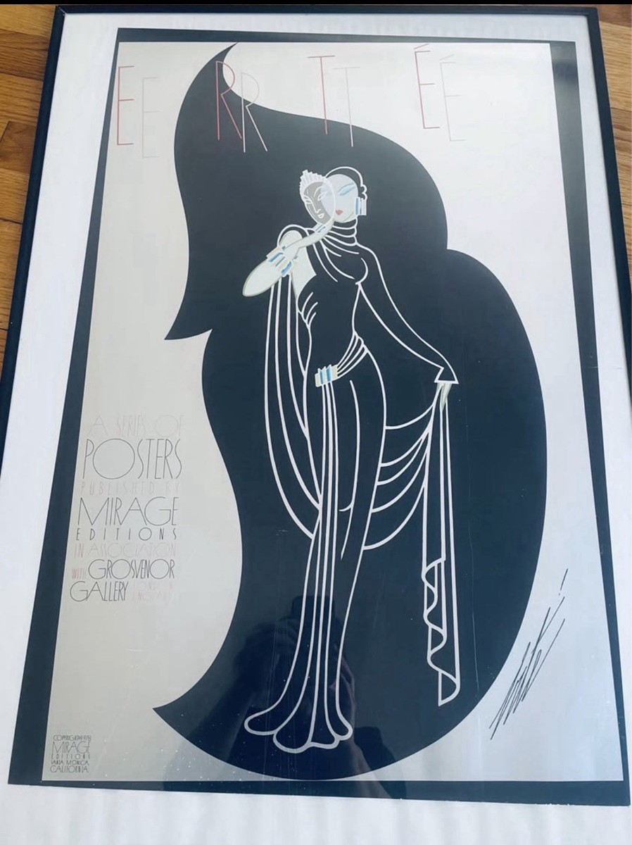 1978 Art Deco Art Foil Serigraph Print Poster by Erte 20x30 Signed