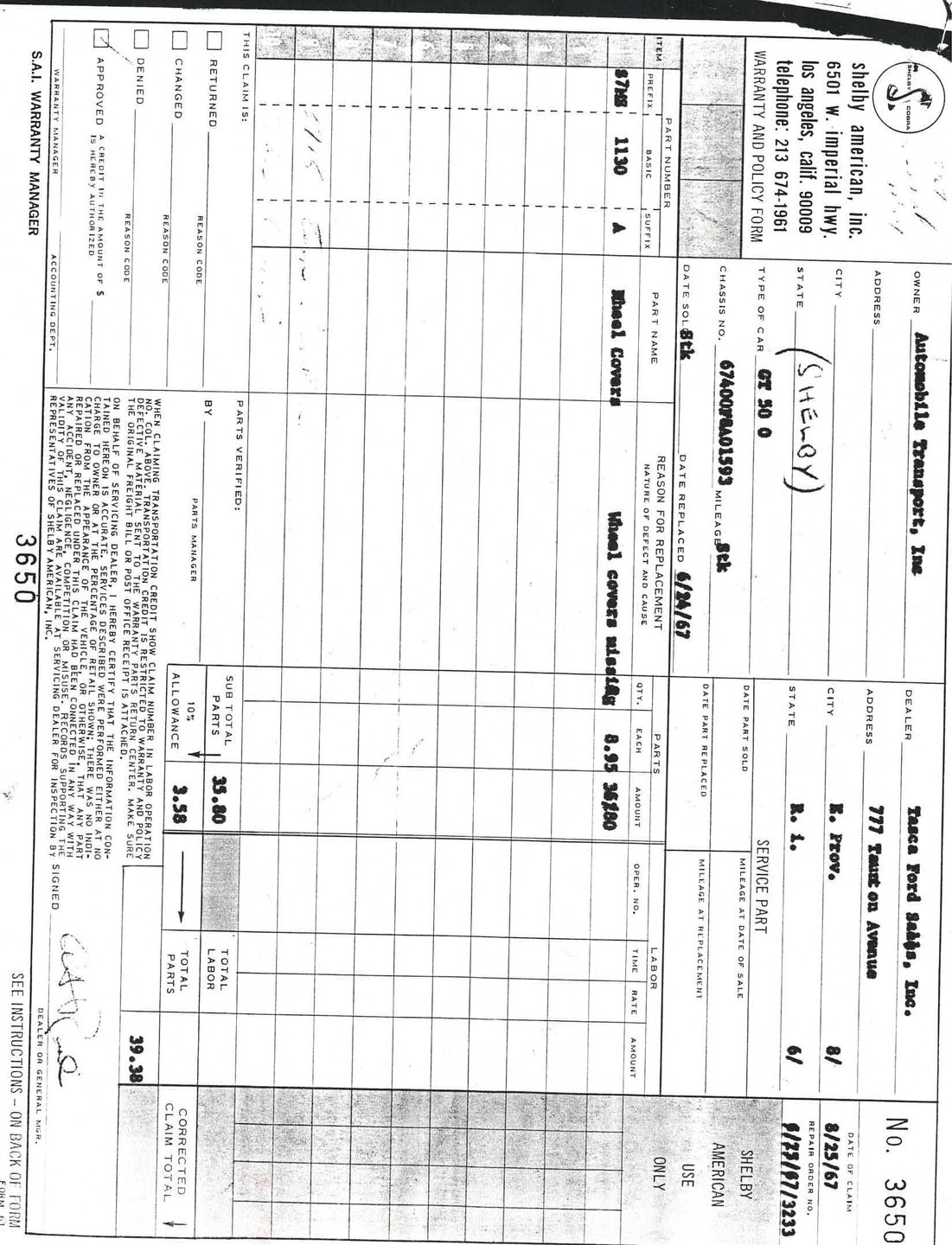1967 Shelby GT500 TASCA
