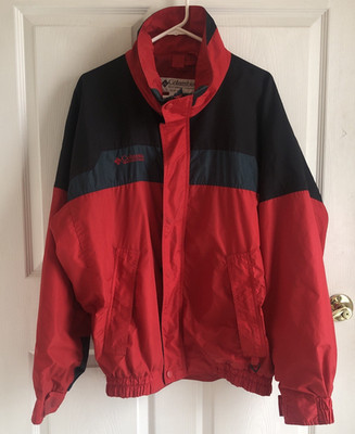 Vintage Columbia Bugaboo Jacket Mens L Red Black Ski Rain Nylon Parka 1990s