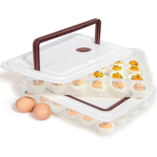 Deviled Egg Containers with Lid, (Set of 2), Plastic Deviled Egg Tray Carrier...