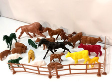 Vtg Kids Plastic Farm Animals, Cows, Calves, Pigs, Sheep, Bull, Watchdog  Fence