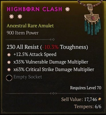Amulet 3GA Dual Multi Alle Klassen   Season 13 SC D4 PS5 XBOX PC