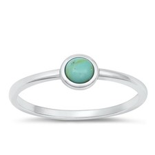 Minimalist Turquoise Beautiful Ring New .925 Sterling Silver Band Sizes 2-10