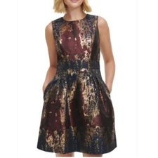 Vince Camuto Plus Size Metallic Fit & Flare Jacquard Cocktail Dress Size 16W