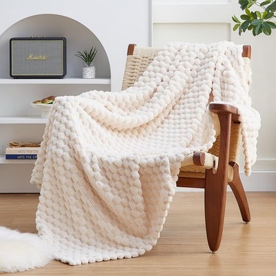 Fleece Throw Blanket for Couch or Bed - 3D Imitation Turtle Shell Jacquard