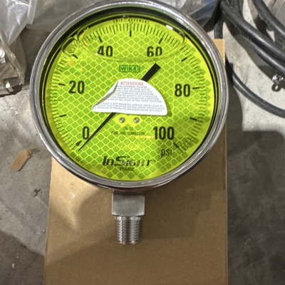 #ad WIKA Air Pressure Gauge 0 100 psi Green Dial Bottom Mount Mechanical Instrument $100.00