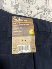Carhartt Loose Original Fit Pants Men's 44x32 Blue Workwear Carpenter B159 NVY