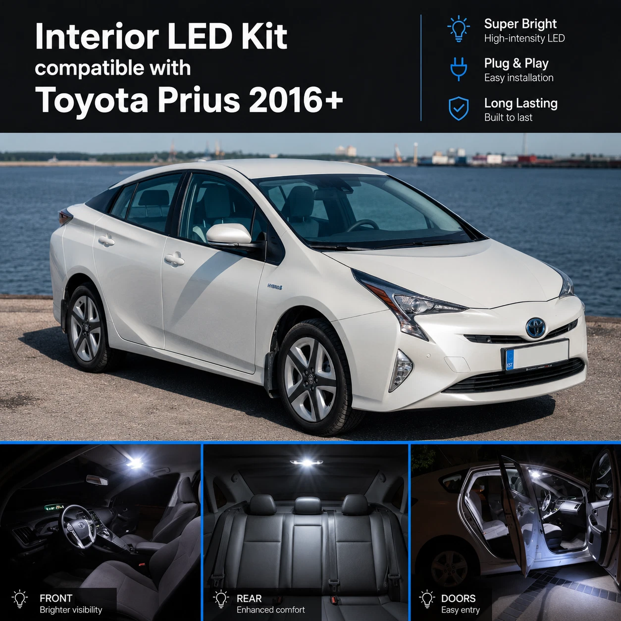 PREMIUM INTERIOR WHITE LED LIGHT BULBS KIT compatible with TOYOTA PRIUS 2016+
Opens in a new window 