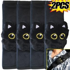 1/2PCS Black Cat Seat Belt Cover Plush Car Shoulder Pad Protector Lovers Gift