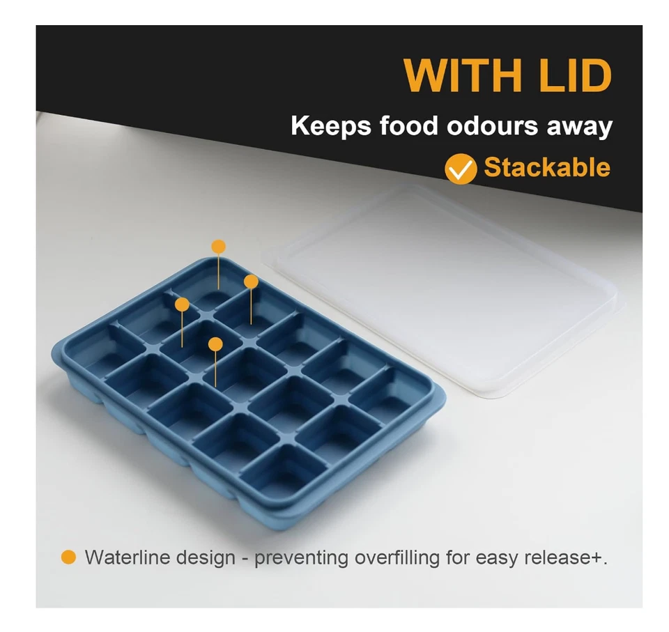 2 Stück Eiwürfelformen mit Deckel Silikon Eiswürfelbehälter BPA-Frei 30 Fach - Bild 4 von 4