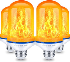 Upgraded Flame Light Bulbs, 4 Modes Flickering Light Bulbs, E26 Base Fire Flame