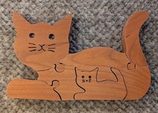 Cat/Kitten Wood 5 Piece Puzzle Unique Handcrafted Wooden Jigsaw Animal