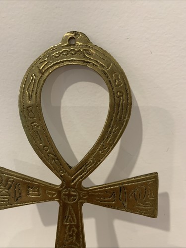 Vintage Brass ANKH 17.5cm Pendant Egyptian Cleopatra Tour Souvenir - Picture 3 of 6