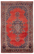 Vintage Oriental Hand-Knotted Carpet 7'4" x 11'9" Traditional Wool Area Rug