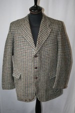 Vtg Grendale Harris Tweed woven wool Houndtooth jacket XL blazer hacking revival
