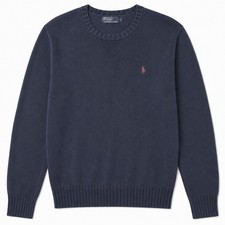 Polo Ralph Lauren Men  s Navy Blue Crewneck Knit Sweater Pony Logo Large Preppy