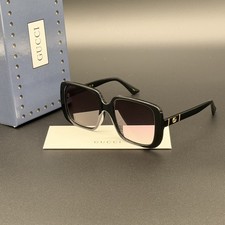 Gucci GG0632S Square Sunglasses Black Frame Grey Gradient Lens Women Ships Today