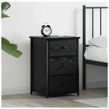 Bedside Table Black Oak Solid Reclaim Wood 40x36x60cm 1 Drawer Industrial Design
