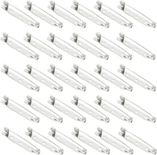 30 Pcs Silver Safety Pins Clasp with Holes, Brooch Badge Bar 35mm, 