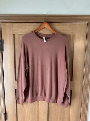 Alo Yoga Soho Crewneck Pullover Sweatshirt Rust Brown Women's