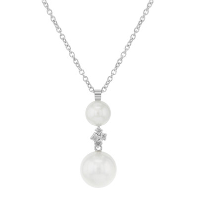 Bliss by Damiani Ribes Ext. Pearl Diamond Pendant Necklace 18k White Gold 0.04Ct