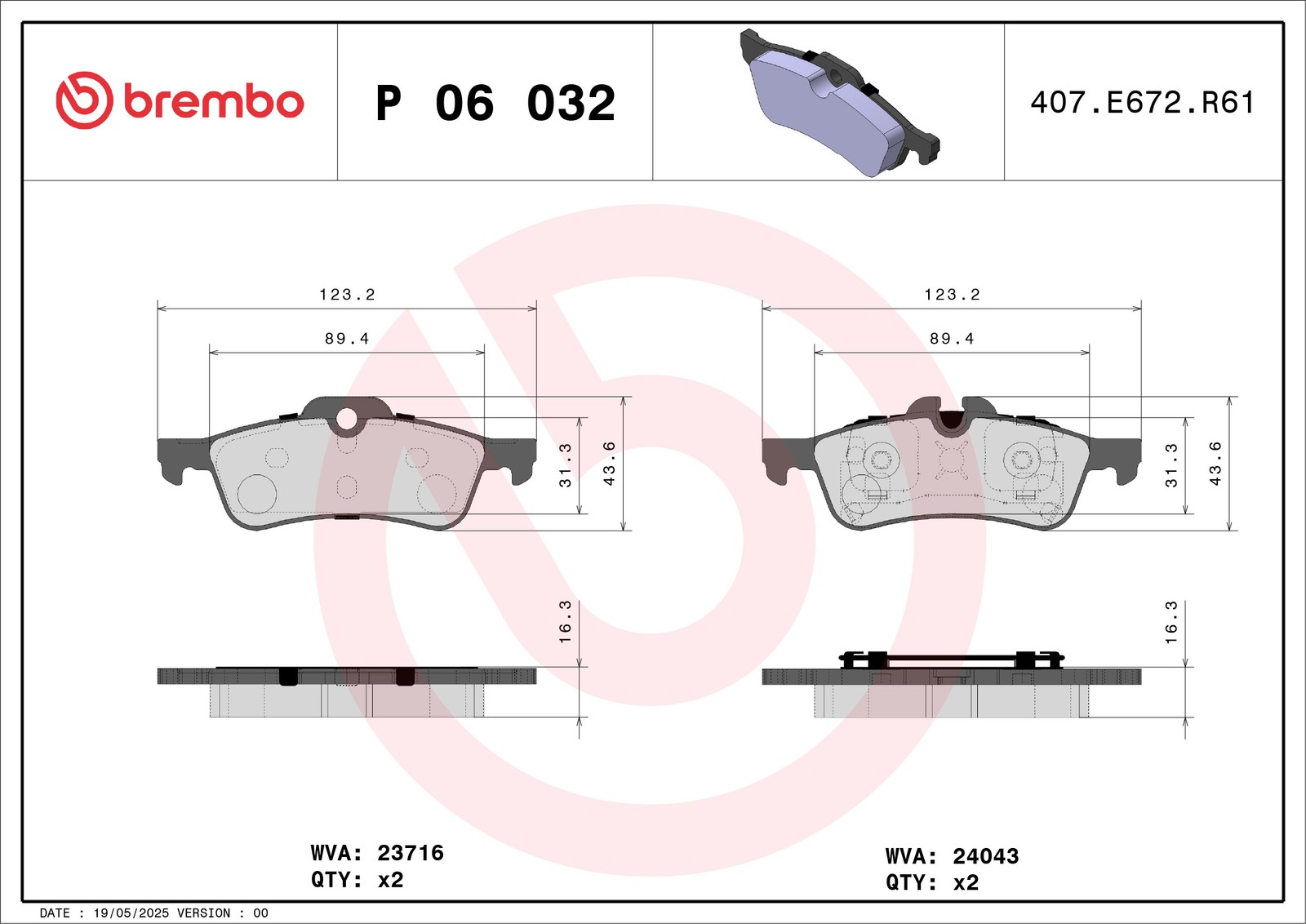 Für BREMBO P 06 032 Brake Pad Set, disc brake P 06 032 Brake pads set rear , fi - Bild 5