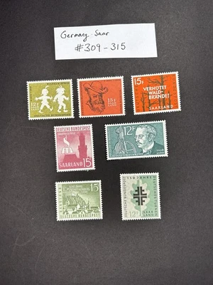 Germany Saar 1958 Scott #309-315, (Mi 429-432, 435-437) Mint LH OG - Image 1 of 2