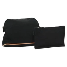HERMES Pouch 2 Set Black Silver Auth 125004