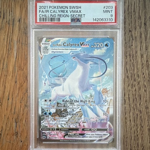 Pokemon TCG 2021 Chilling Reign Ice Rider Calyrex VMAX Alt Art Holo #203 PSA 9