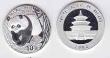 10 Yuan Silver Coin China 2002 Panda 1 Ounce Silver (119544)