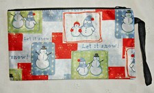 Let It Snow Christmas Holiday Zippered Pencil Case Bag Pouch SNOWMEN Snowman