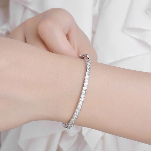 3mm Real Moissanite Bangle Bracelet Women Gift S925 Silver 18K White Gold Plated - Picture 7 of 14