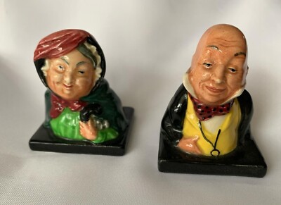 Porzellan Royal Doulton Büsten ''Tony Weller'' und ''Mr. Micawber'' vintage Figuren