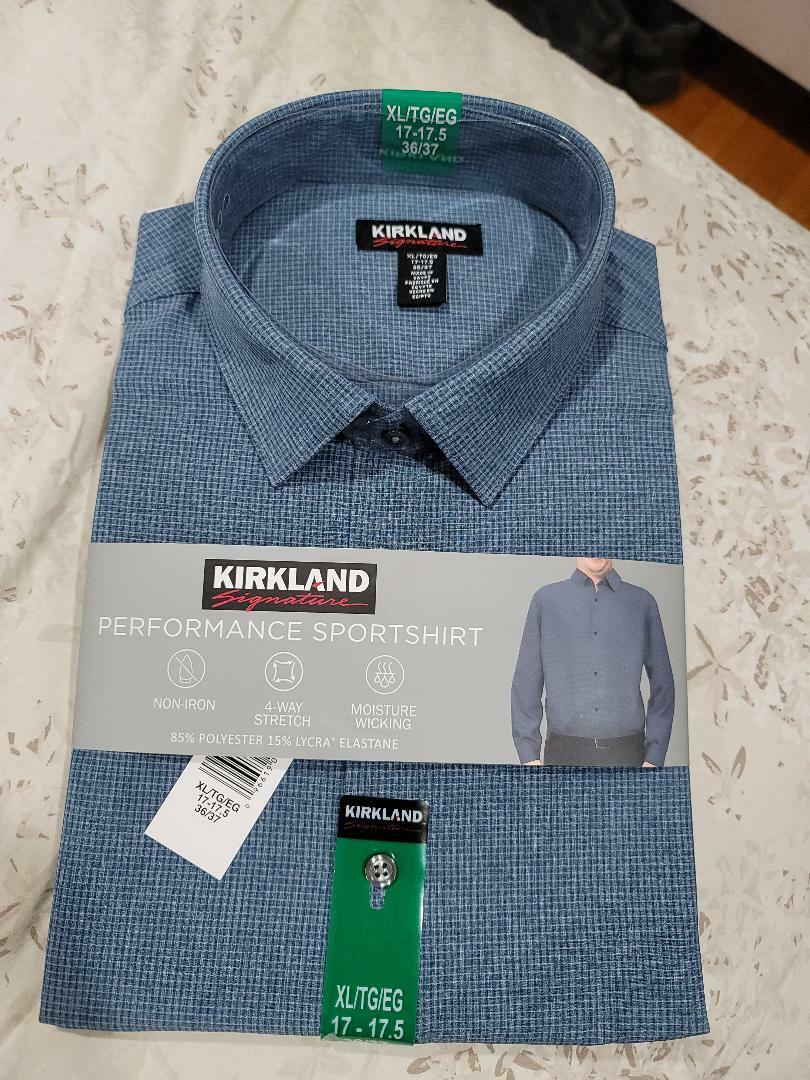 kirkland dress shirts discontinued Kirkland Signature (17-32/33 XL) Men's Tailored Fit Dress Shirt 100% Cotton Blue