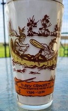 Vintage Davy Crockett Indian Fighter / Hero of Alamo 12 Oz. Tumbler Glass ribbed