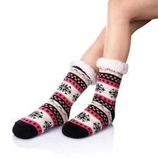 Winter Women Thermal Sherpa Socks Thick Cozy Fuzzy Fleece-lined Slipper Bed Sock