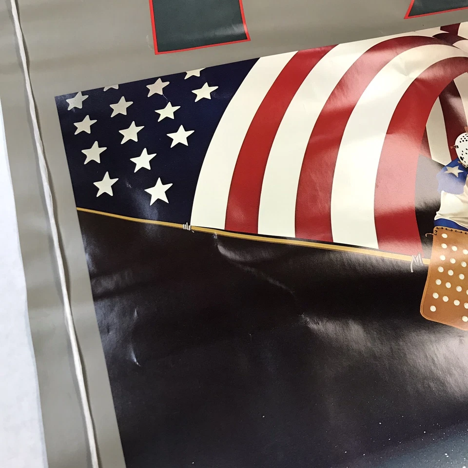  1984 Olympic Hockey Poster 36 1/4 x 22 Distressed Condition Levis Sponsored - Image 2 of 4