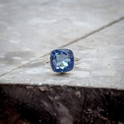 Increíble Azul Piedra Topacio 925 Plata de Ley Hecho a Mano Anillo Todo Talla - Imagen 1 de 3