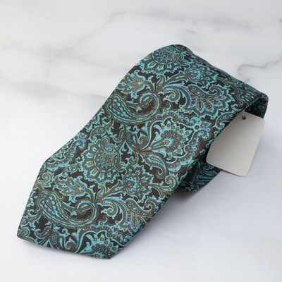 Stefano Ricci Neck Tie Luxury Collection Paisley pattern Green Blue Silk Italy