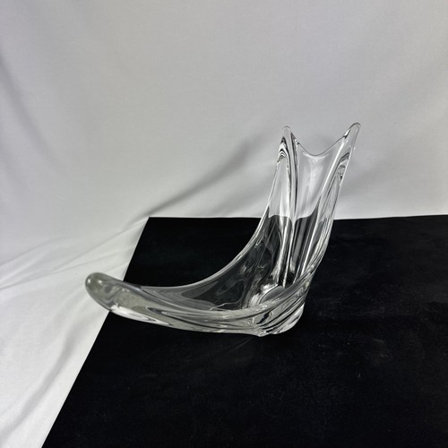 Daum France Crystal Art Glass - Mid Century Modernist Wave Design Centerpiece - Picture 5 of 17