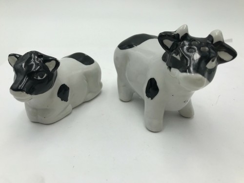 Vintage Porcelain Bull Cow Salt Pepper Shaker Farmhouse Kitchen Decor 2-1/4" F - Picture 10 of 12