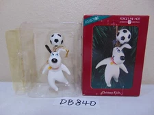 American Greetings ornament Christmas kicks dog soccer Football In Box