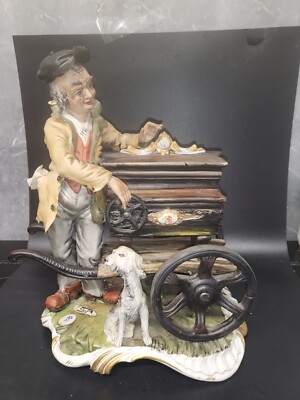 Capodimonte Skulptur des Orgelspielers und seines Hundes sehr selten!!