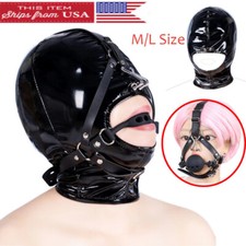 Unisex Head Harness With Nose Hook Open mouth Gag Breathable Hole Mask Bondage