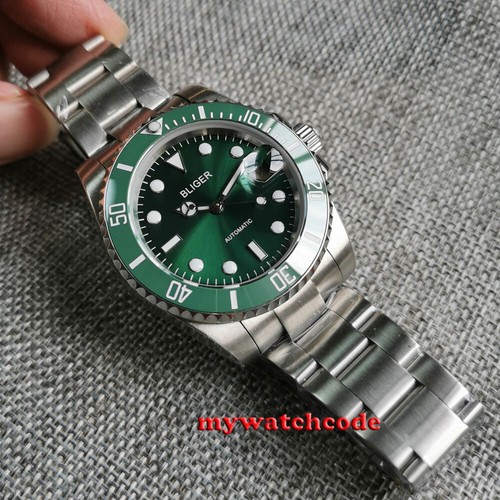 Reloj automático para hombre Bliger esfera verde bisel de cerámica PT5000 NH35A Miyota de 40 mm - Imagen 8 de 12