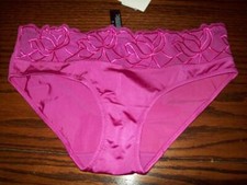 NWT NATORI PANTIES 81 NYLON 19 SPDX SATIN SLEEK FIT EMB LACE 756054 VIOLET S