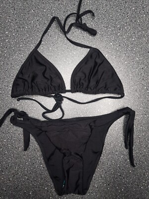 Jolidon Bikini SET Ungepolstert Triangel Bh ohne Bügel und Slip Gold Schwarz