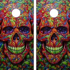 FADEPROOF Cornhole Board Wraps Laminated / Red Skull