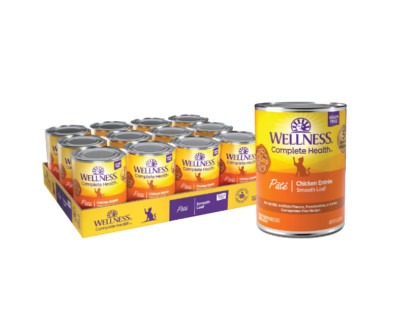 Wellness Complete Health Grain Free Canned Cat Food, Chicken Pate, 12.5 Oz (12)