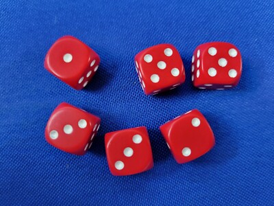 6 Piece D6 Red Dice - Dungeons and Dragons AD&D Pathfinder